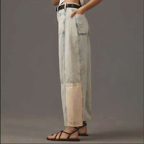 PILCRO The Kenna Mid-Rise Heritage Barrel Jeans in Blue Women's Sz 27 L - Picture 2 of 15